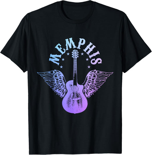 Memphis Tennessee Blues Country Music Guitar Vintage T-Shirt - T-Shirt | Black