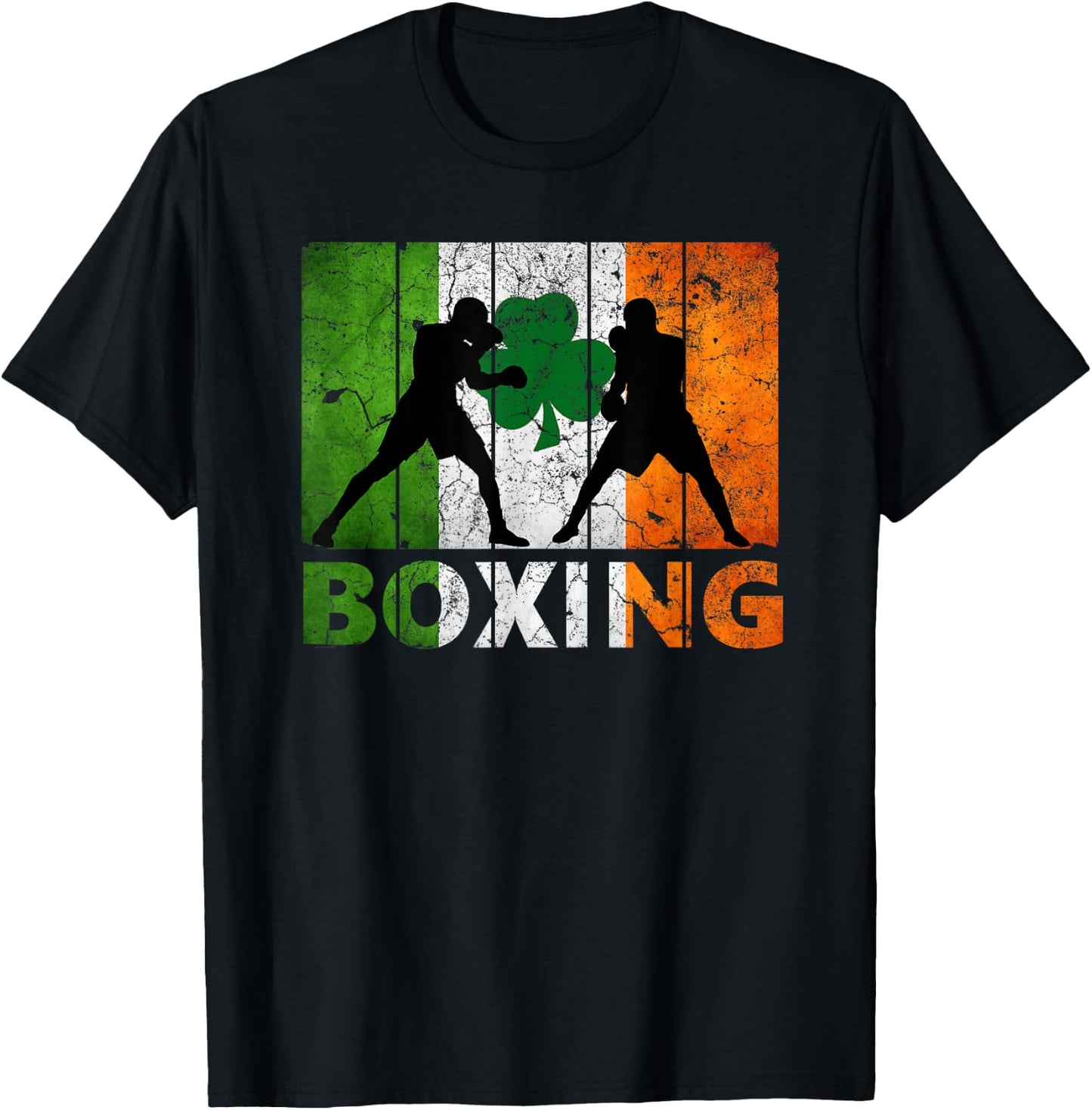 Vintage Irish boxing Ireland Flag Shamrock St Patrick's Day T-Shirt - T-Shirt | Black