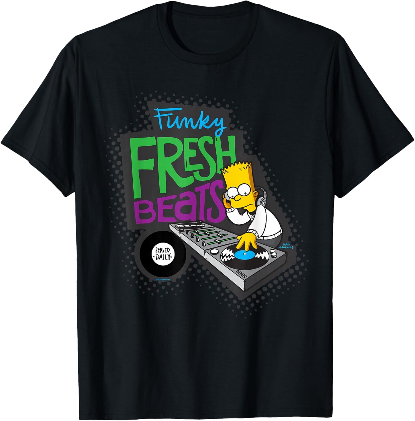 The Simpsons Bart Simpson Funky Fresh Beats Served Daily T-Shirt - T-Shirt | Black