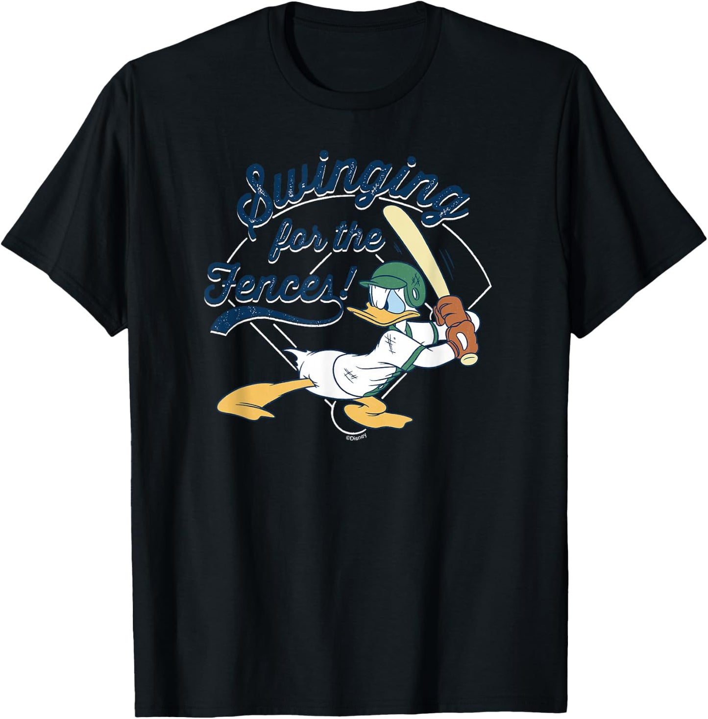 Disney Donald Duck Baseball Swinging for the Fences Sports T-Shirt - T-Shirt | Black