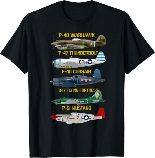 WW2 Planes Warbirds Warplanes T-Shirt - T-Shirt | Black