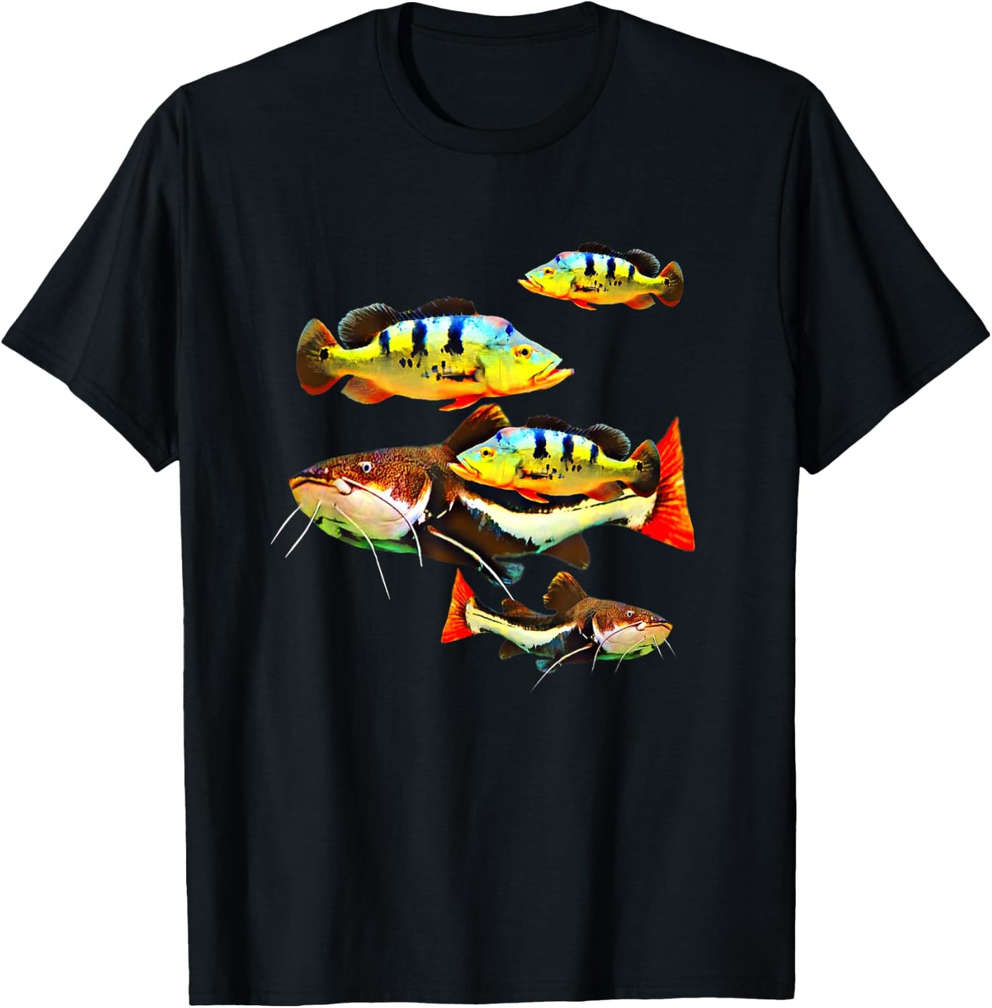 Peacock Bass Redtail Catfish Monster Aquarium Fish Tank T-Shirt - T-Shirt | Black
