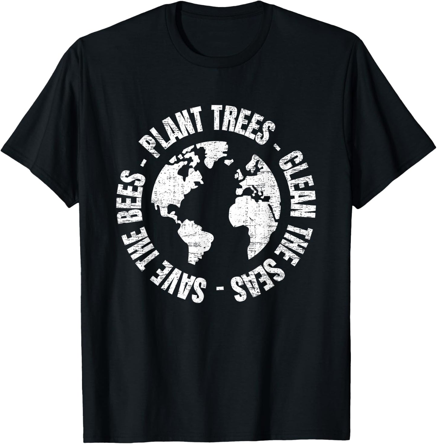Save Bees Plant Trees Clean Seas Environmentalist Earth Day T-Shirt - T-Shirt | Black