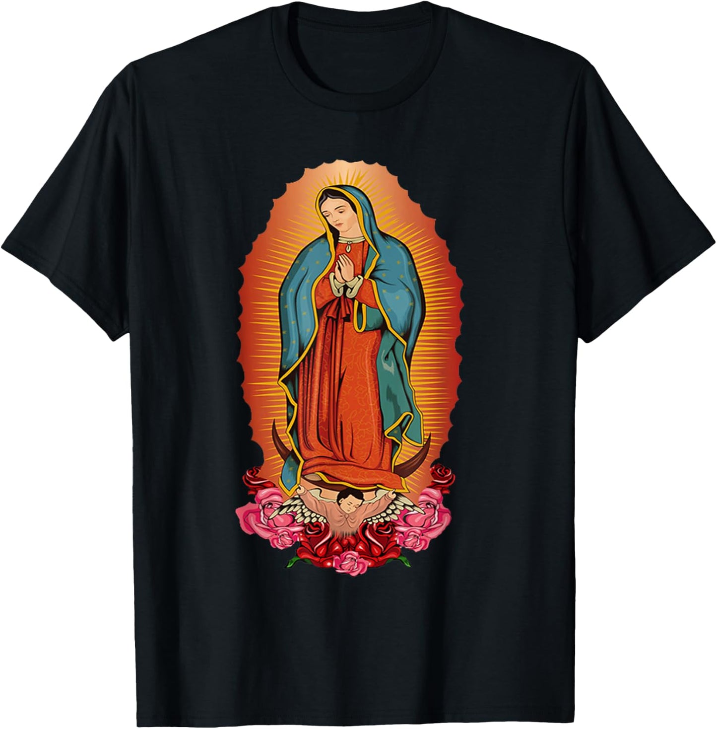 Virgen de Guadalupe Our Lady of Guadalupe Catholic Mary T-Shirt - T-Shirt | Black