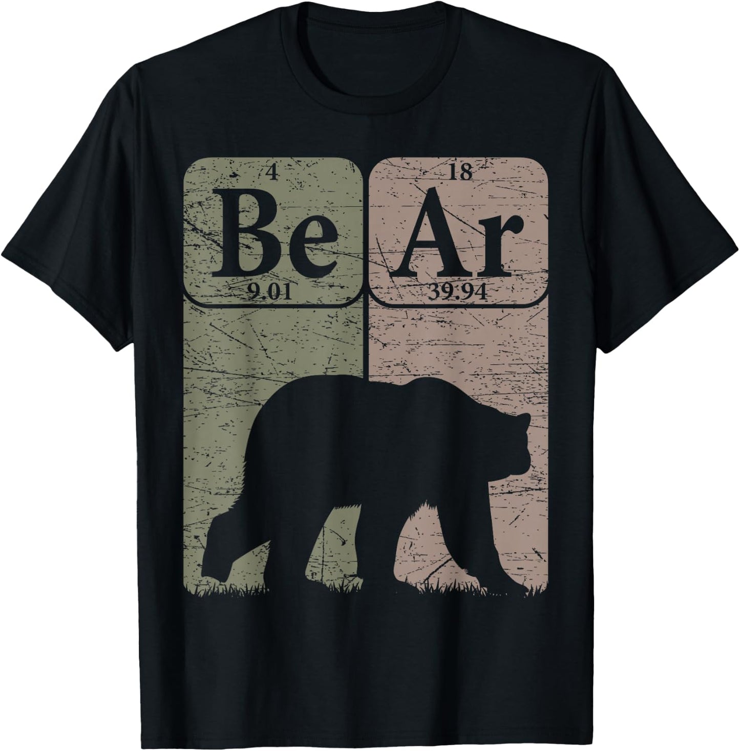 Bear Periodic Table Elements Grizzly Bear Vintage Arctophile T-Shirt - T-Shirt | Black