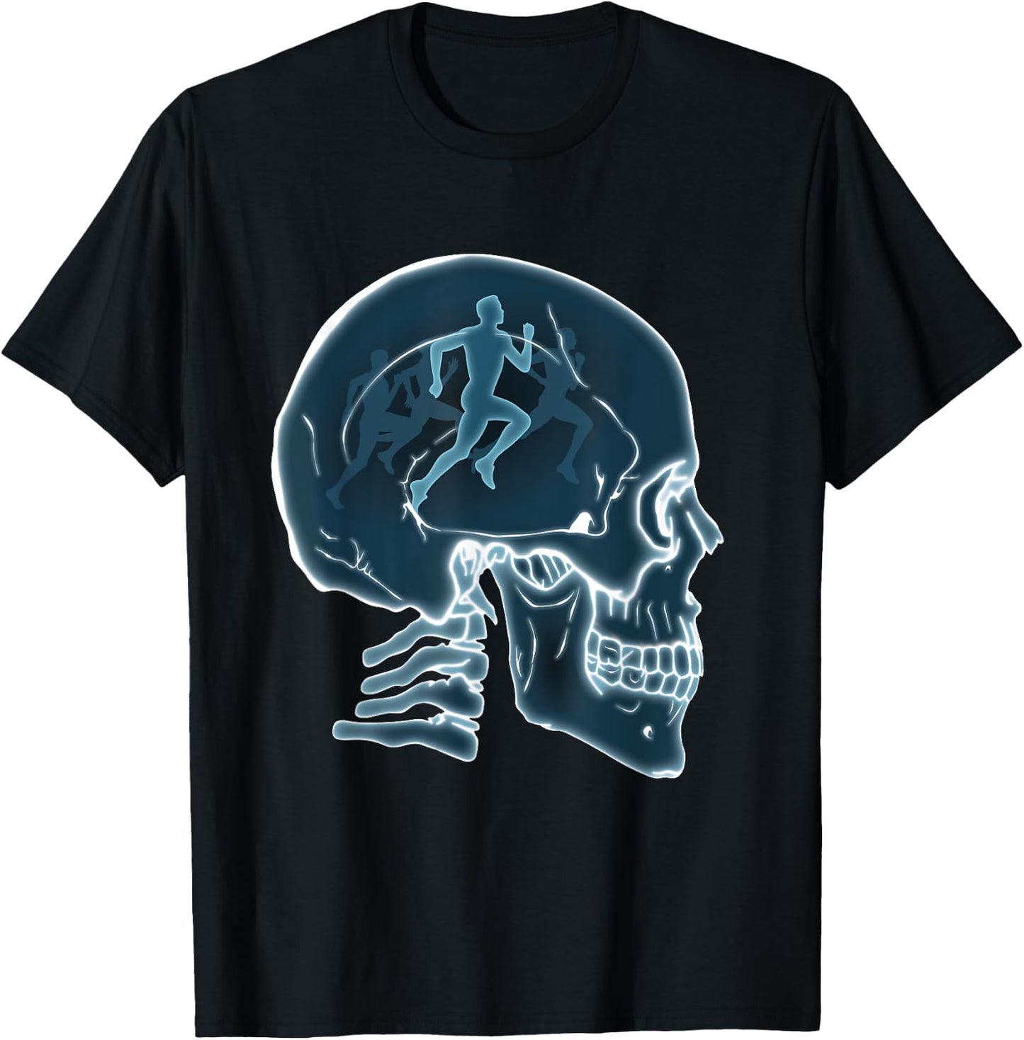 Skull Funny Running Runner Race Sports Lovers Men Women T-Shirt - T-Shirt | Black