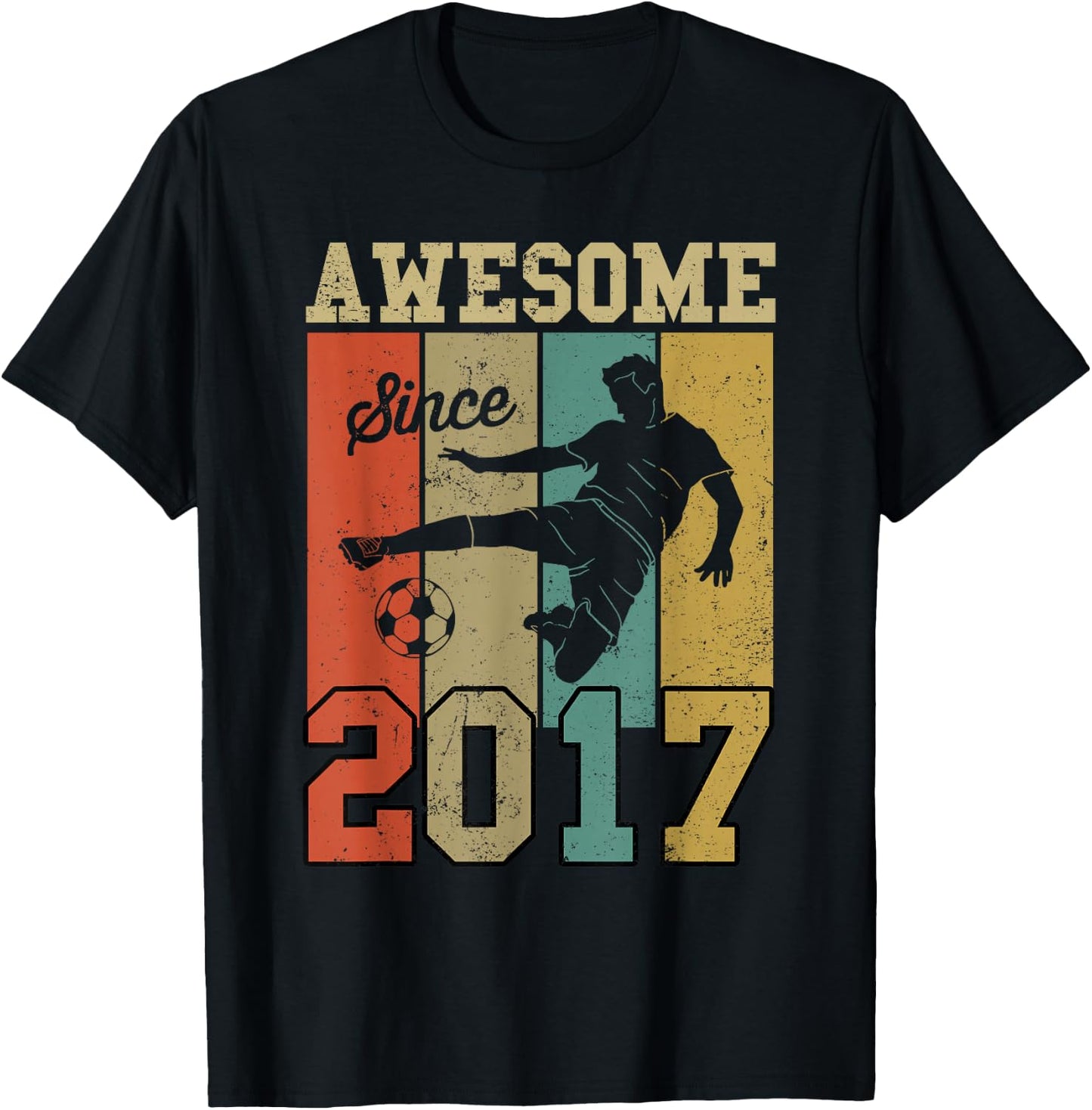 6th Birthday Shirts For Boys Soccer Awesome Since 2017 T-Shirt - T-Shirt | Black