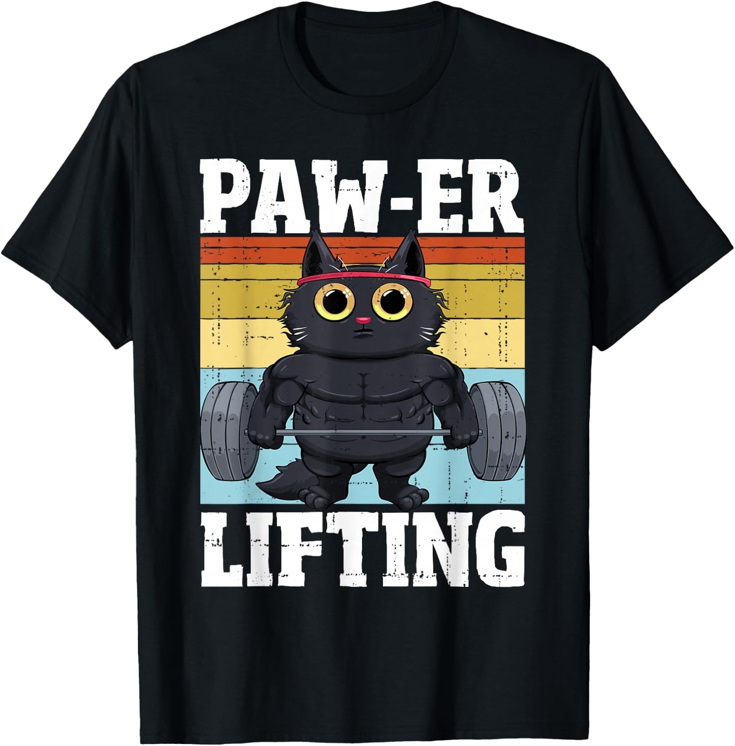 Power Lifting Paw Cat Gym Funny Workout Cat T-Shirt - T-Shirt | Black