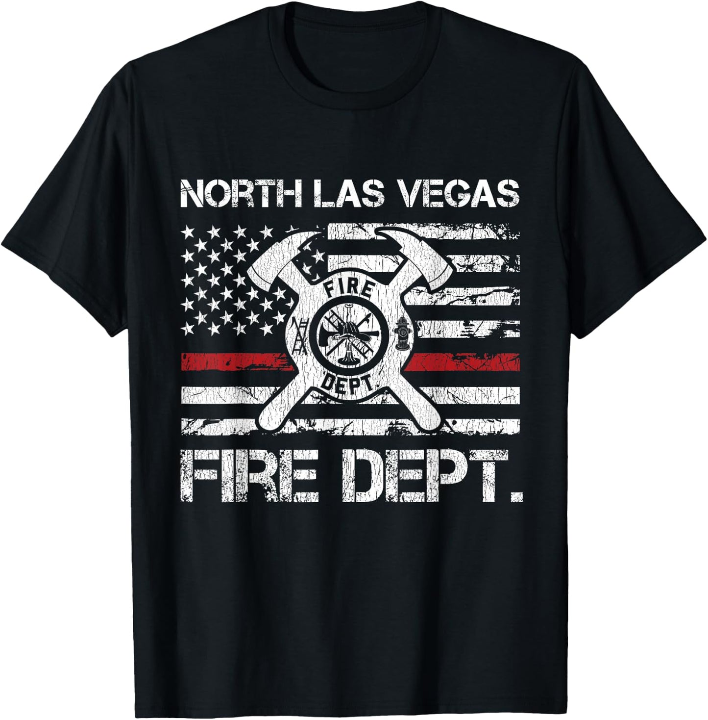 North Las Vegas Nevada Fire Department Thin Red Line Fireman T-Shirt - T-Shirt | Black