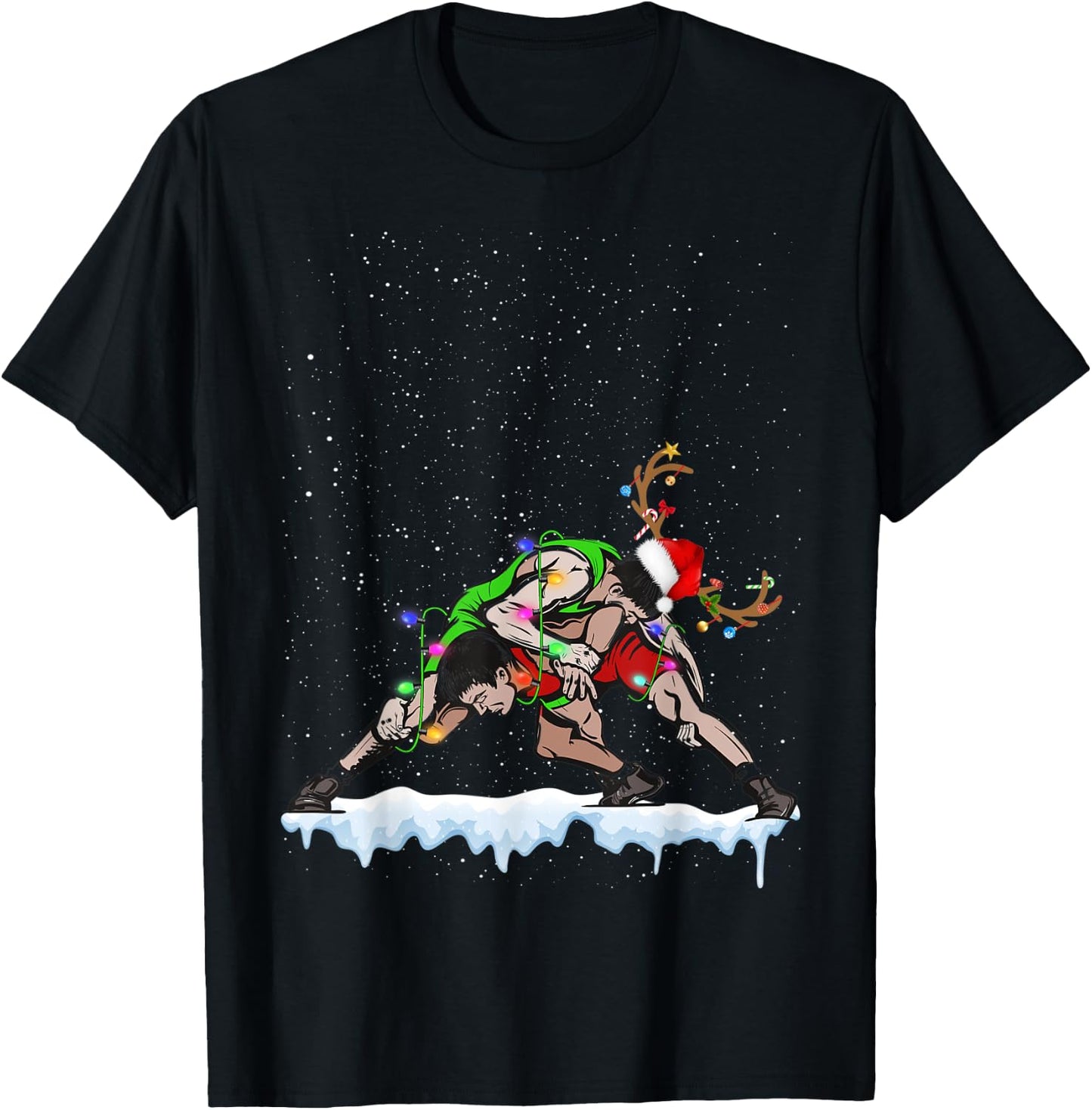 Christmas Wrestling Santa Hat Xmas Boys Men Sport T-Shirt - T-Shirt | Black