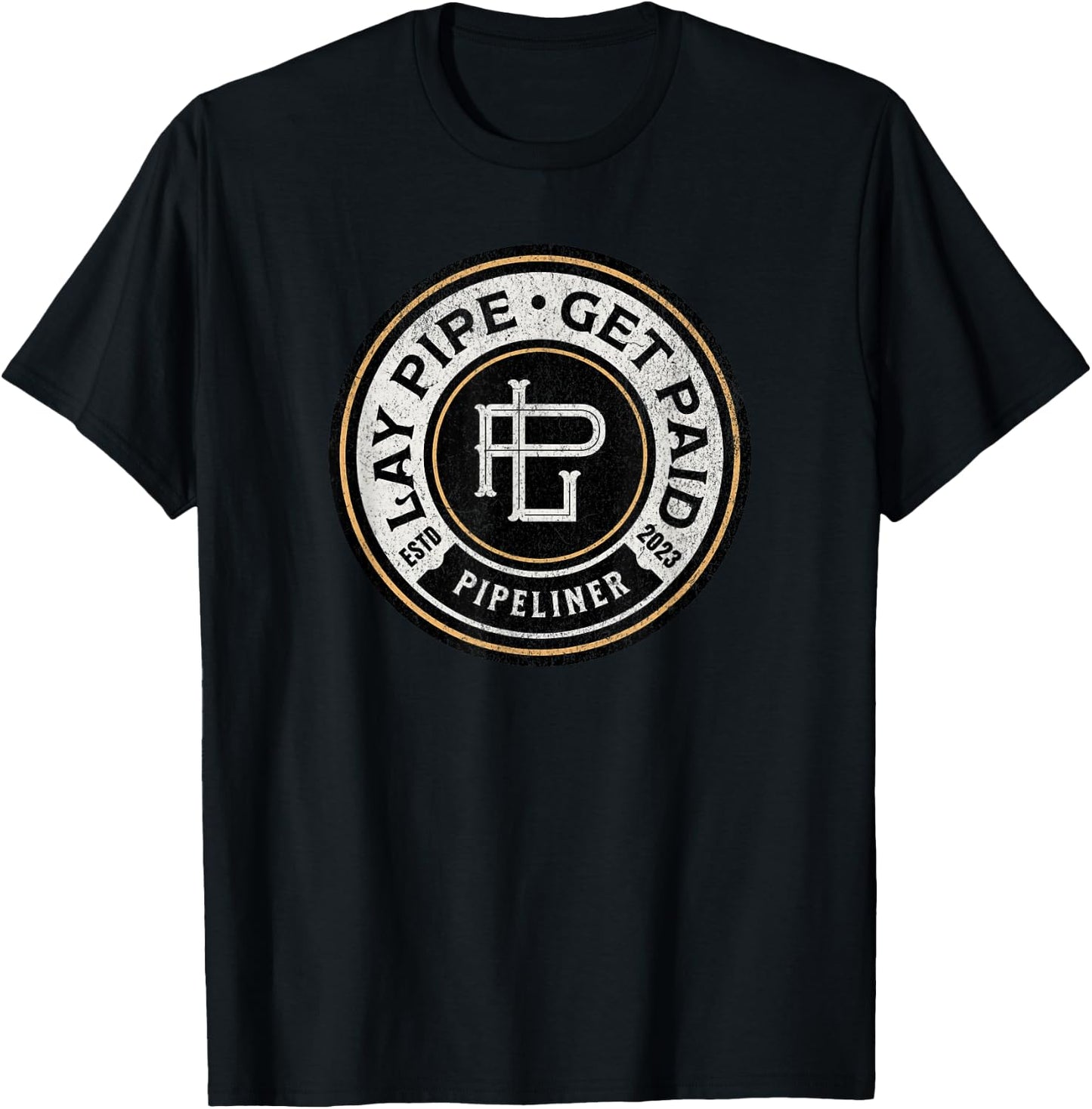 Pipeliner Men's Black Classic Fit Short Sleeve , Pipeline Worker , Small T-Shirt - T-Shirt | Black