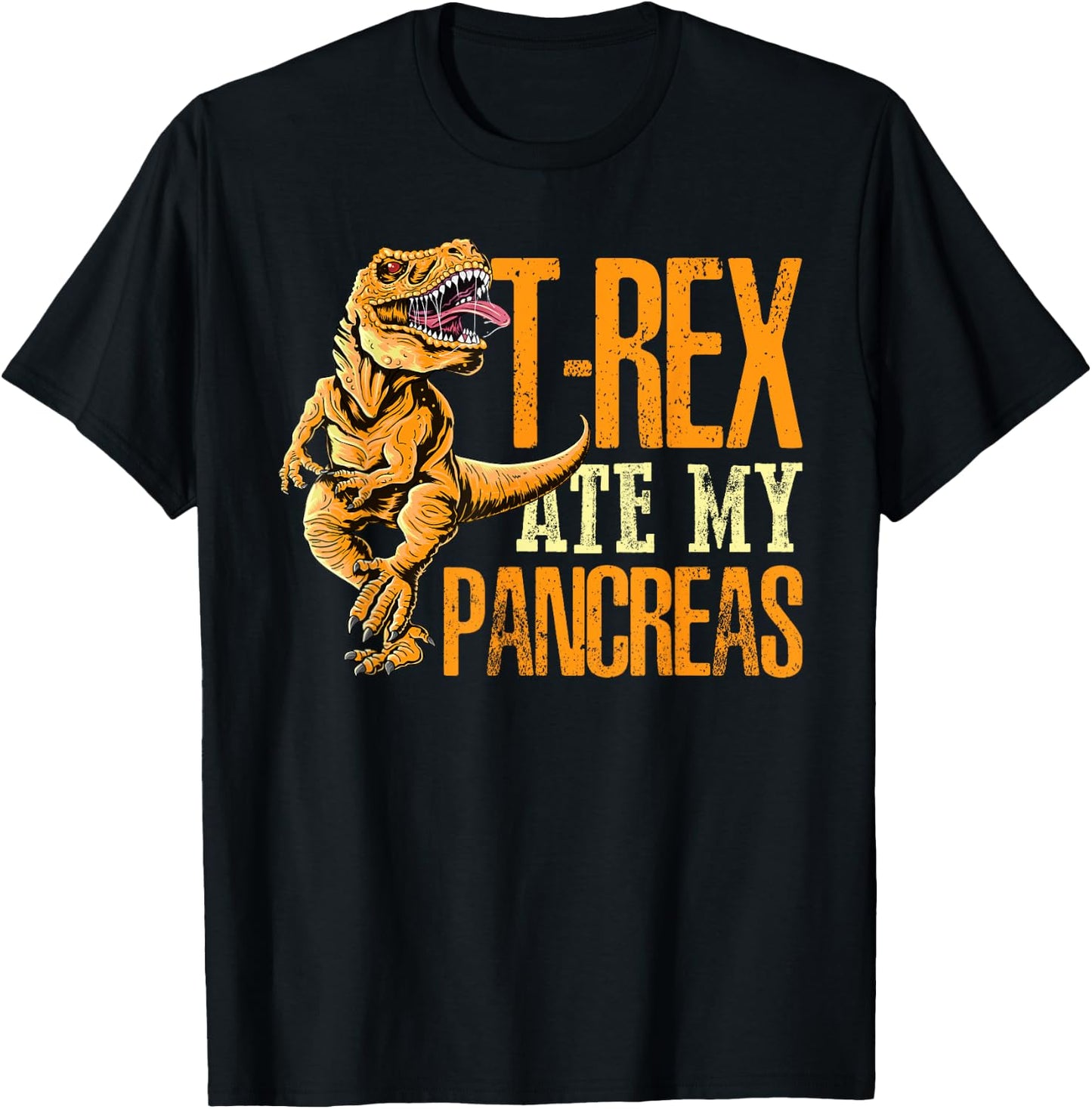 T Rex Ate My Pancreas Type 1 Diabetes Awareness Day Dinosaur T-Shirt - T-Shirt | Black