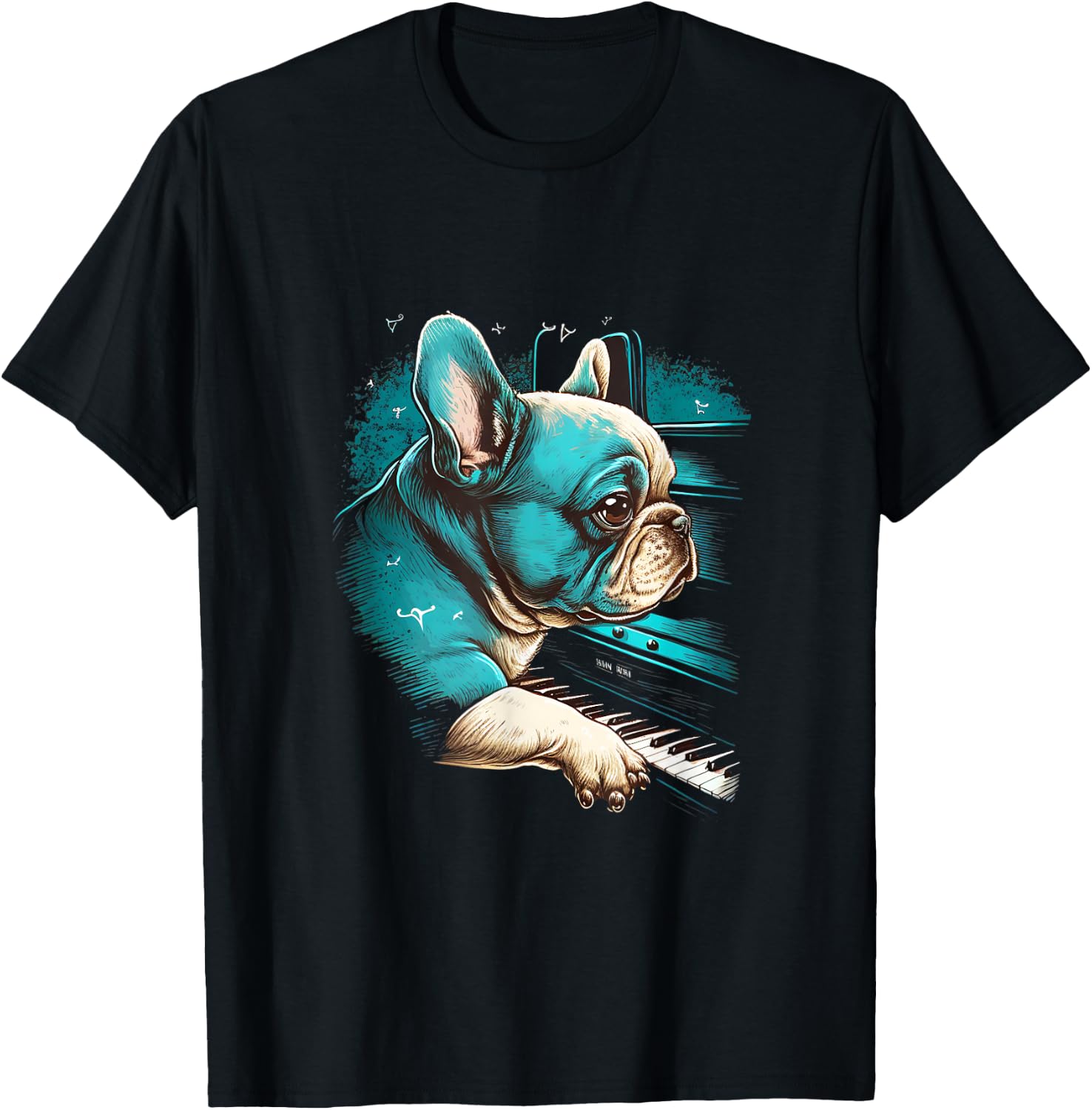 French Bulldog playing Piano | Funny Music Dog Classical Women T-Shirt - T-Shirt | Black