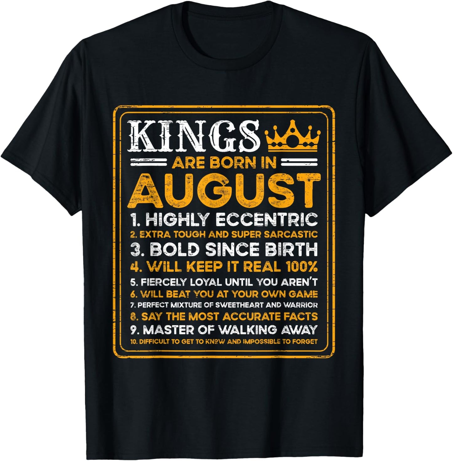 Birthday Kings are Born In August Birthday T-Shirt - T-Shirt | Black