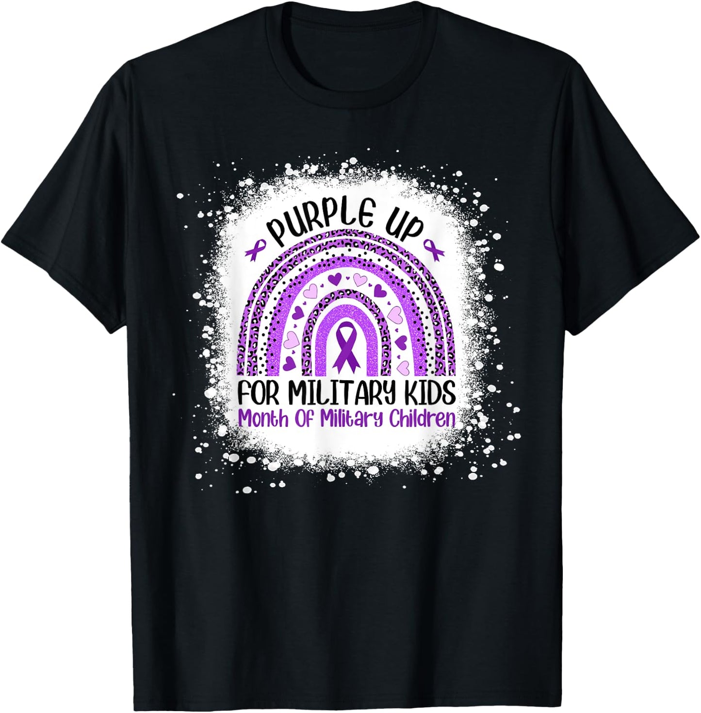 Purple Up for Military Kids Month Military Child Rainbow T-Shirt - T-Shirt | Black
