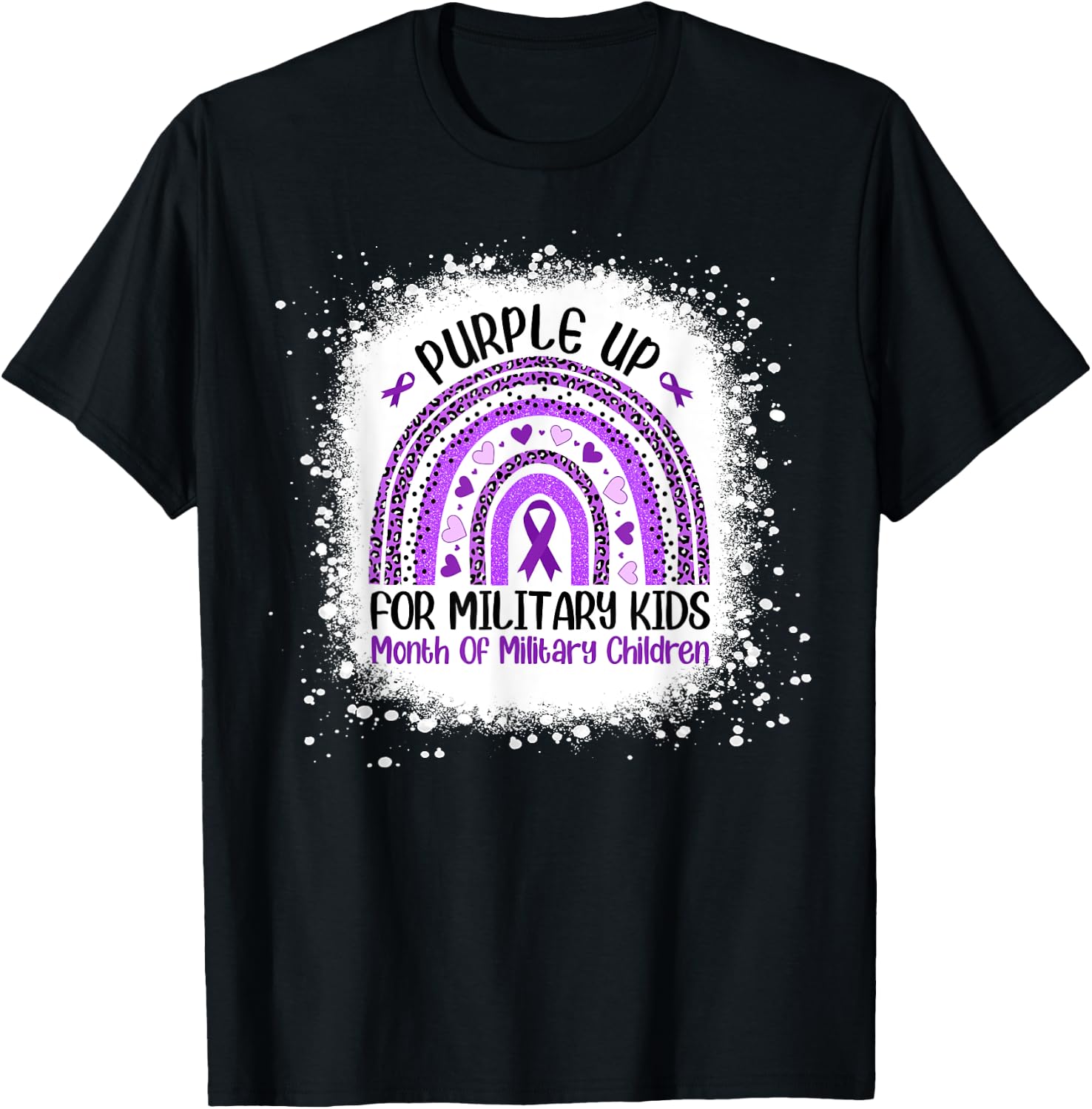 Purple Up for Military Kids Month Military Child Rainbow T-Shirt - T-Shirt | Black