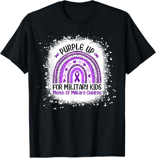 Purple Up for Military Kids Month Military Child Rainbow T-Shirt - T-Shirt | Black