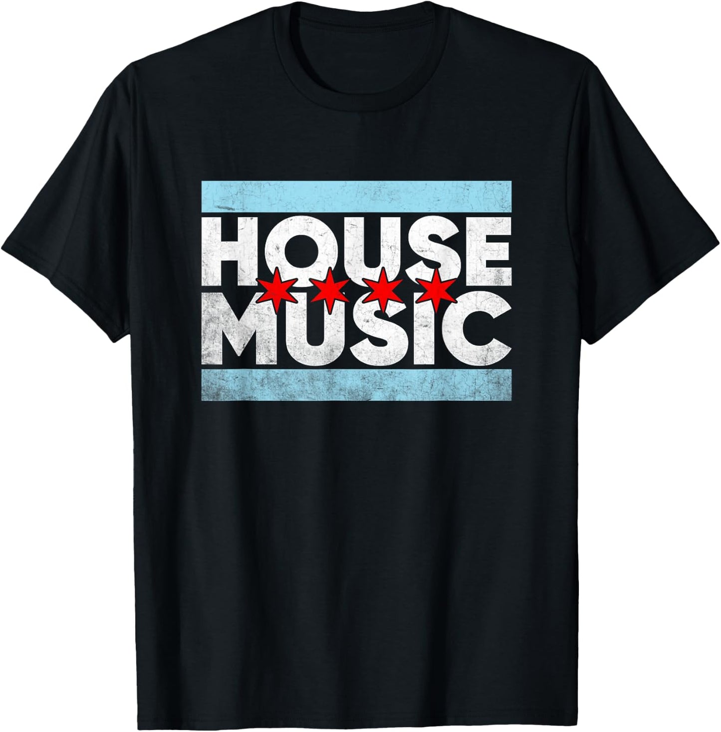 Chicago House Music - EDM DJ Retro Distressed T-Shirt - T-Shirt | Black