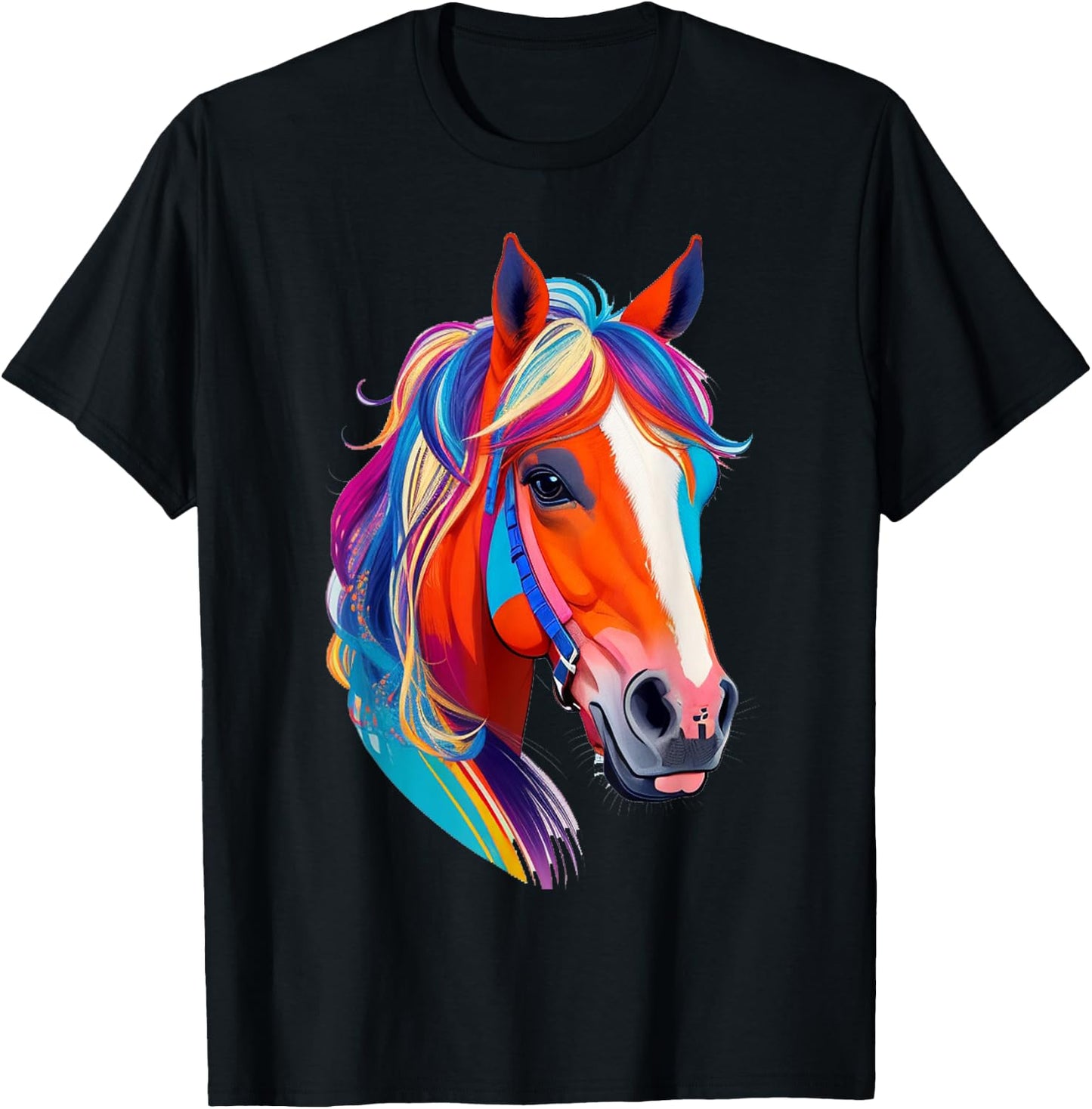 Colorful pop art Horse Lover Funny Cute Horses T-Shirt - T-Shirt | Black
