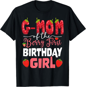 G-Mom of The Berry First Birthday of Girl Strawberry T-Shirt - T-Shirt | Black