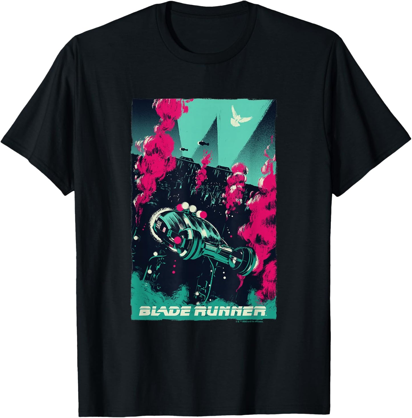WB100 Blade Runner Red & Blue Vintage Comic Movie Poster T-Shirt - T-Shirt | Black