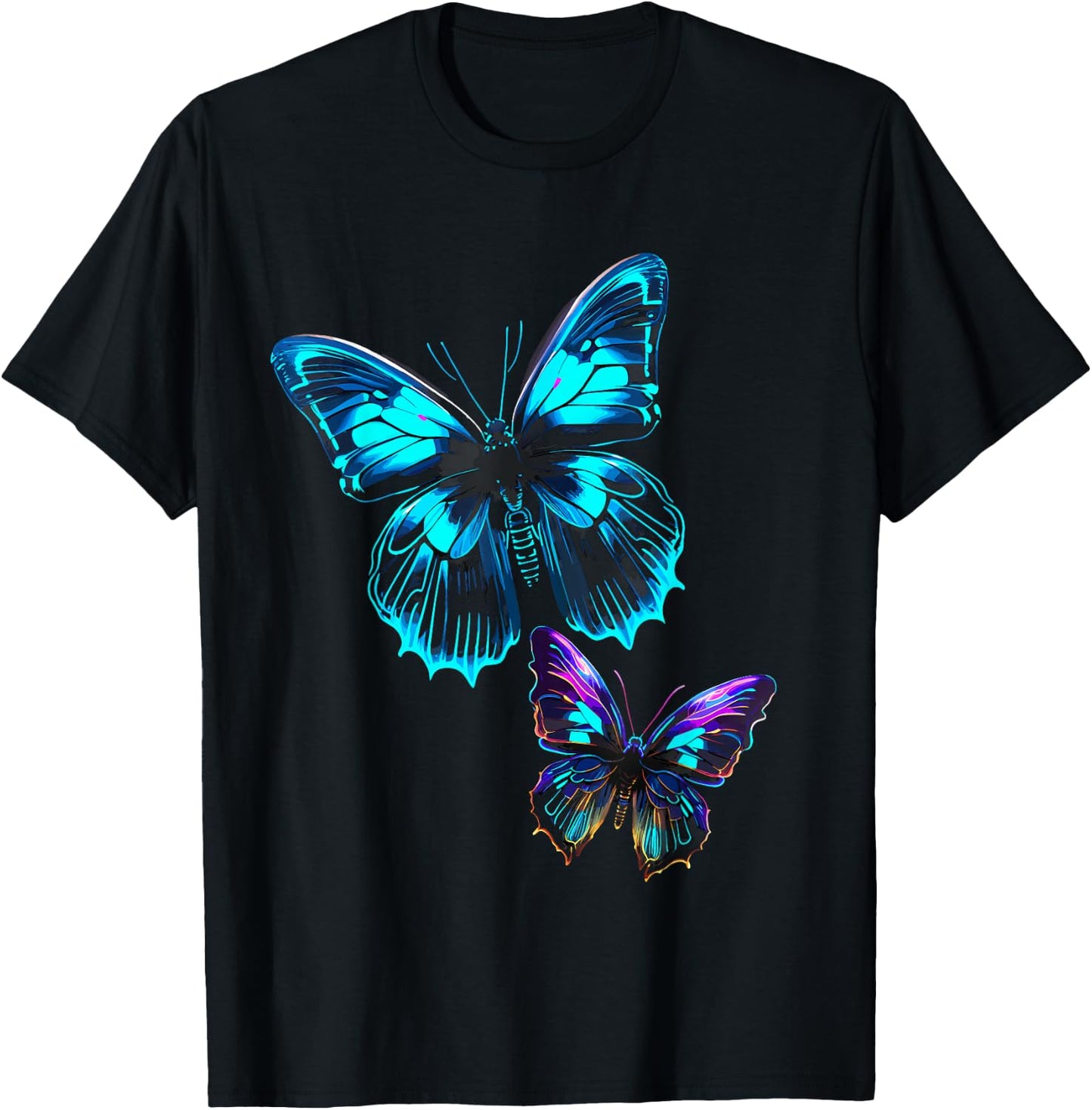 Butterfly Electric Design Vibrant T-Shirt - T-Shirt | Black
