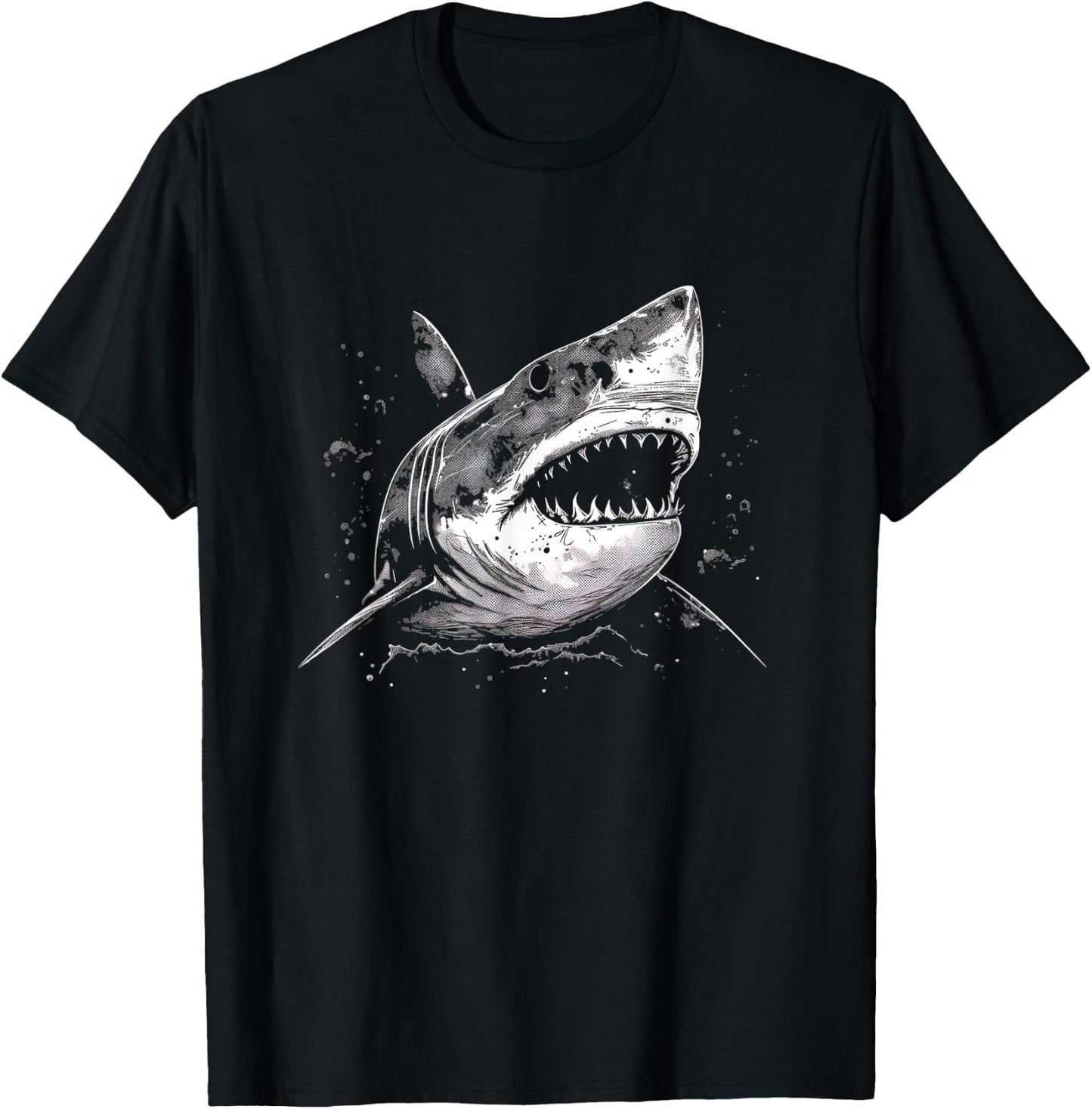 Scary Great White Simple Generic Shark with Big Teeth T-Shirt - T-Shirt | Black
