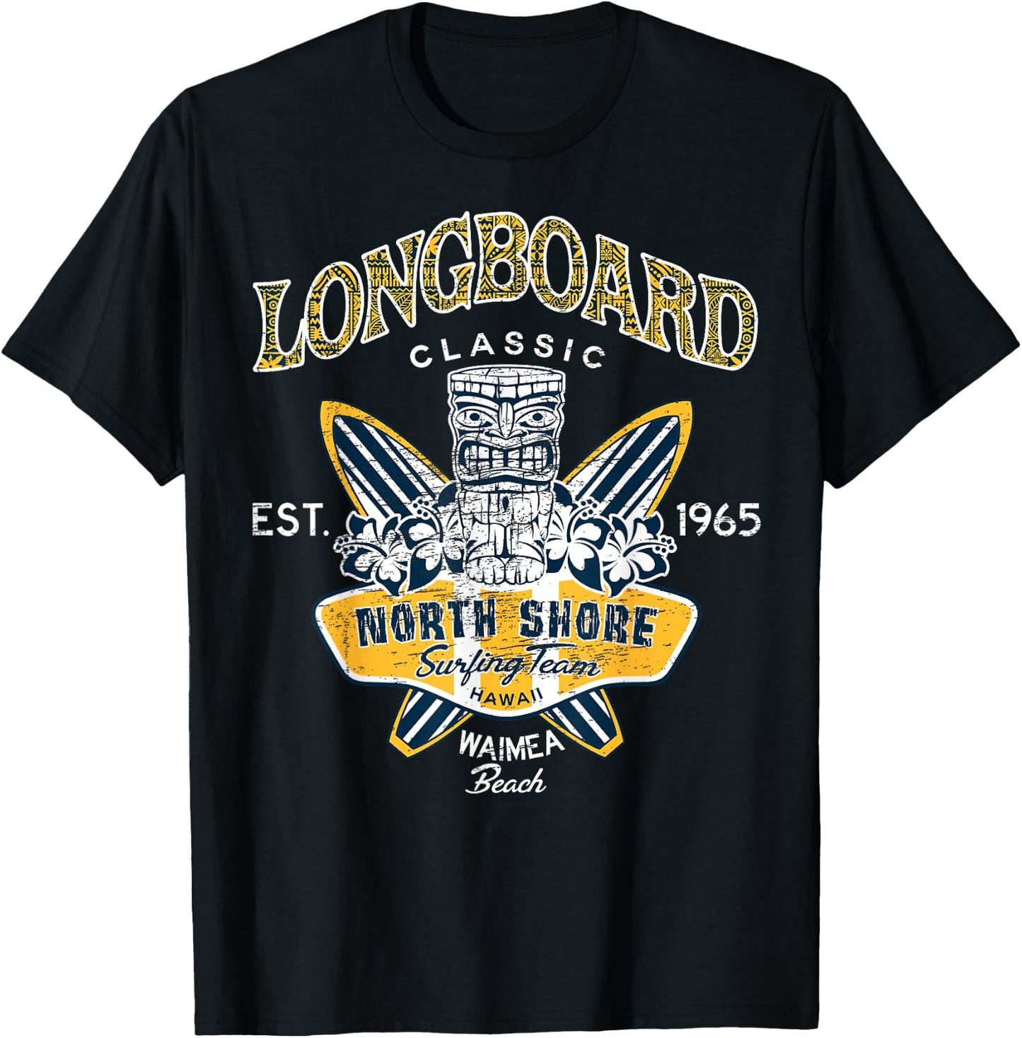 North Shore Hawaii Surfing Team Longboard Classic T-Shirt - T-Shirt | Black