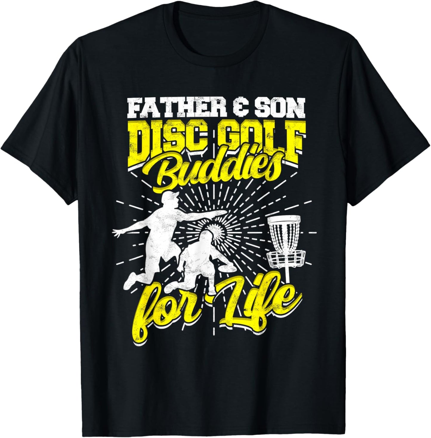 Father & Son Disc Golf Buddies For Life Basket Disc Golfing T-Shirt - T-Shirt | Black
