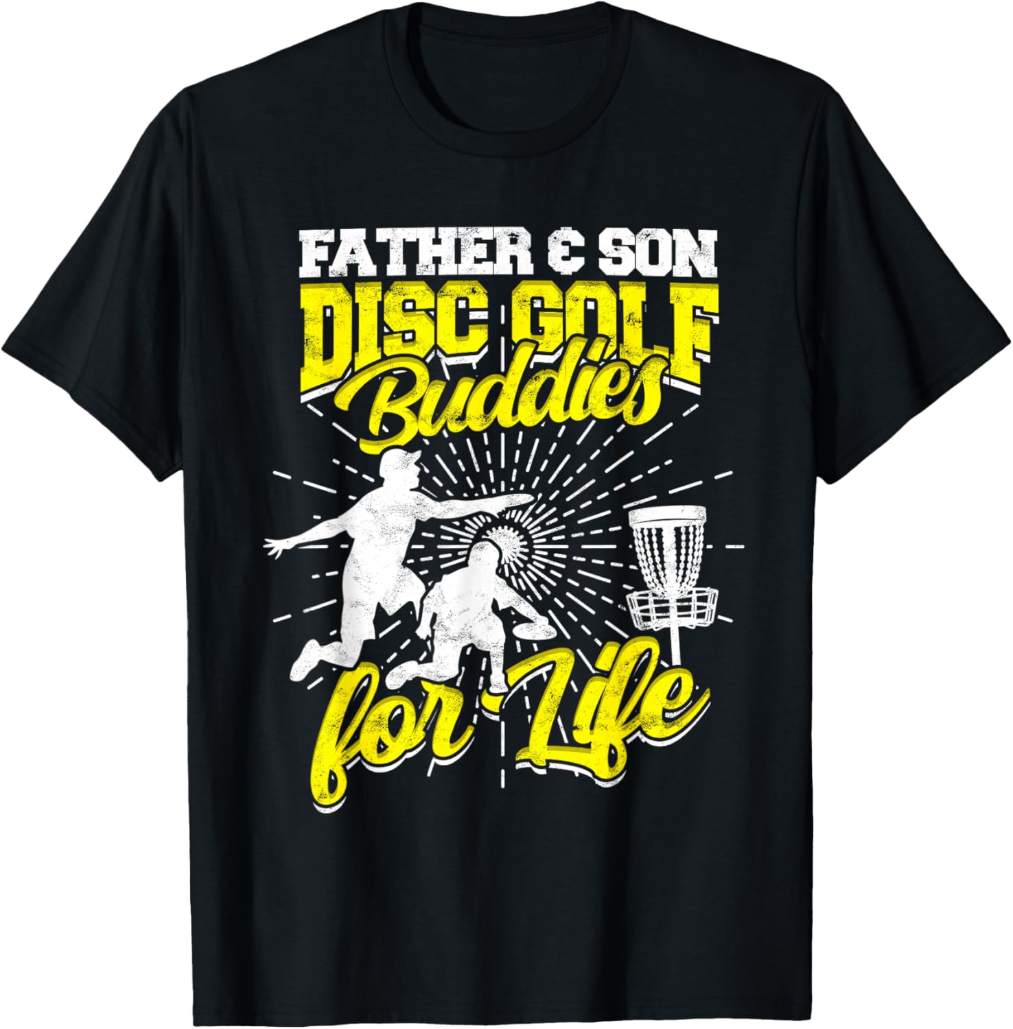 Father & Son Disc Golf Buddies For Life Basket Disc Golfing T-Shirt - T-Shirt | Black
