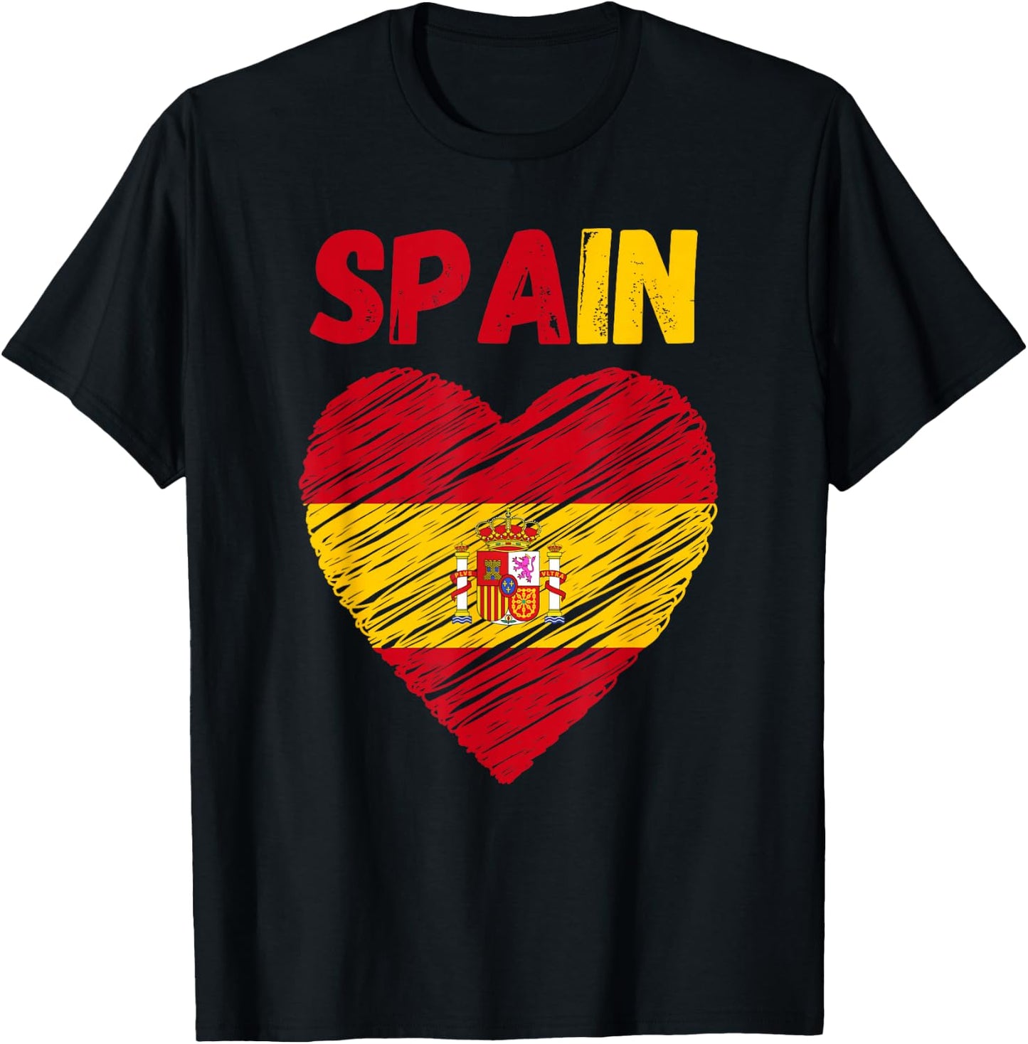 Spain Flag Holiday Vintage Grunge Espanol Spanish Flag T-Shirt - T-Shirt | Black