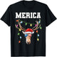 Merica Christmas Santa Buck Shirt USA Flag Patriotic T-Shirt - T-Shirt | Black