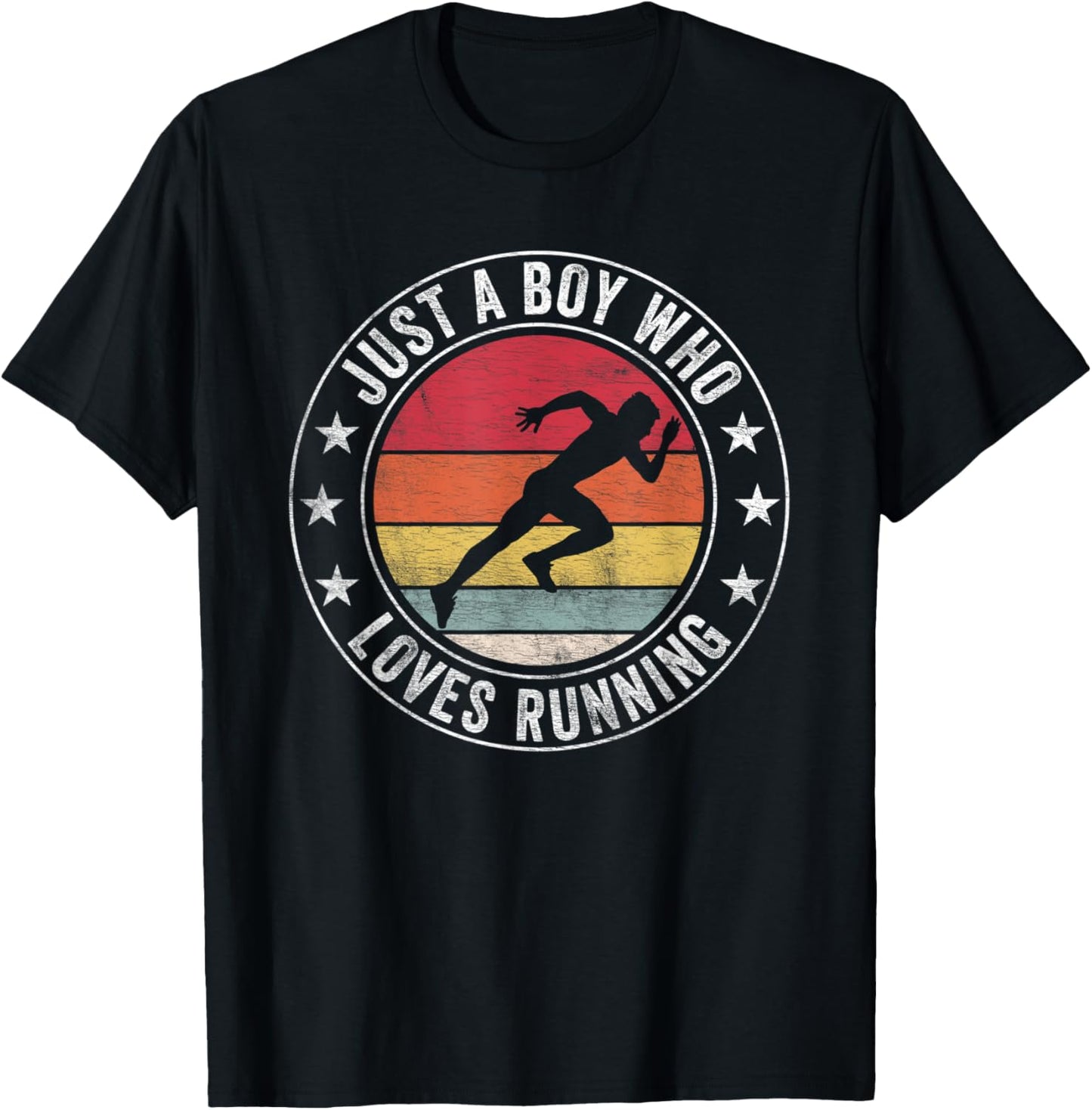 Just A Boy Who Loves Running Apparel Run Quote Marathon T-Shirt - T-Shirt | Black