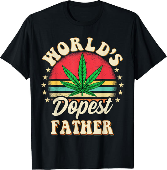 Father Funny 420 Pot Vintage Matching Worlds Dopest Father T-Shirt - T-Shirt | Black