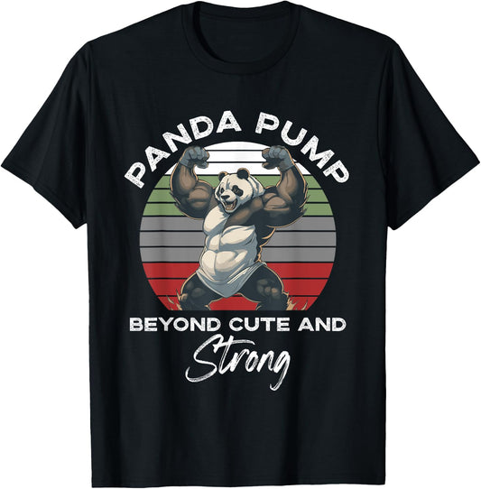 Panda Pump Beyond Cute And Strong Funny Panda Working Out T-Shirt - T-Shirt | Black