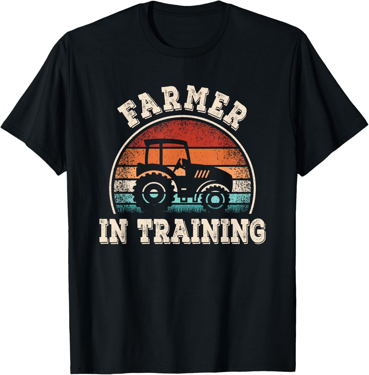 Farmer In Training Tractor Funny Farming Boys Girls Kids T-Shirt - T-Shirt | Black