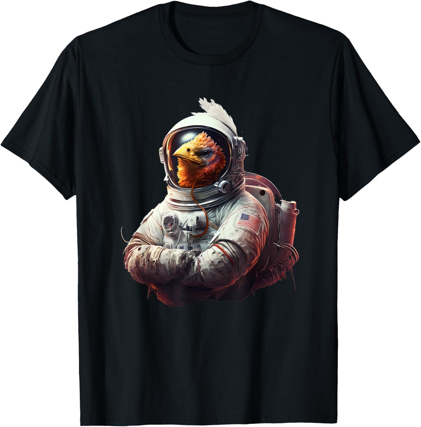 Chicken Cool Astronaut space T-Shirt - T-Shirt | Black