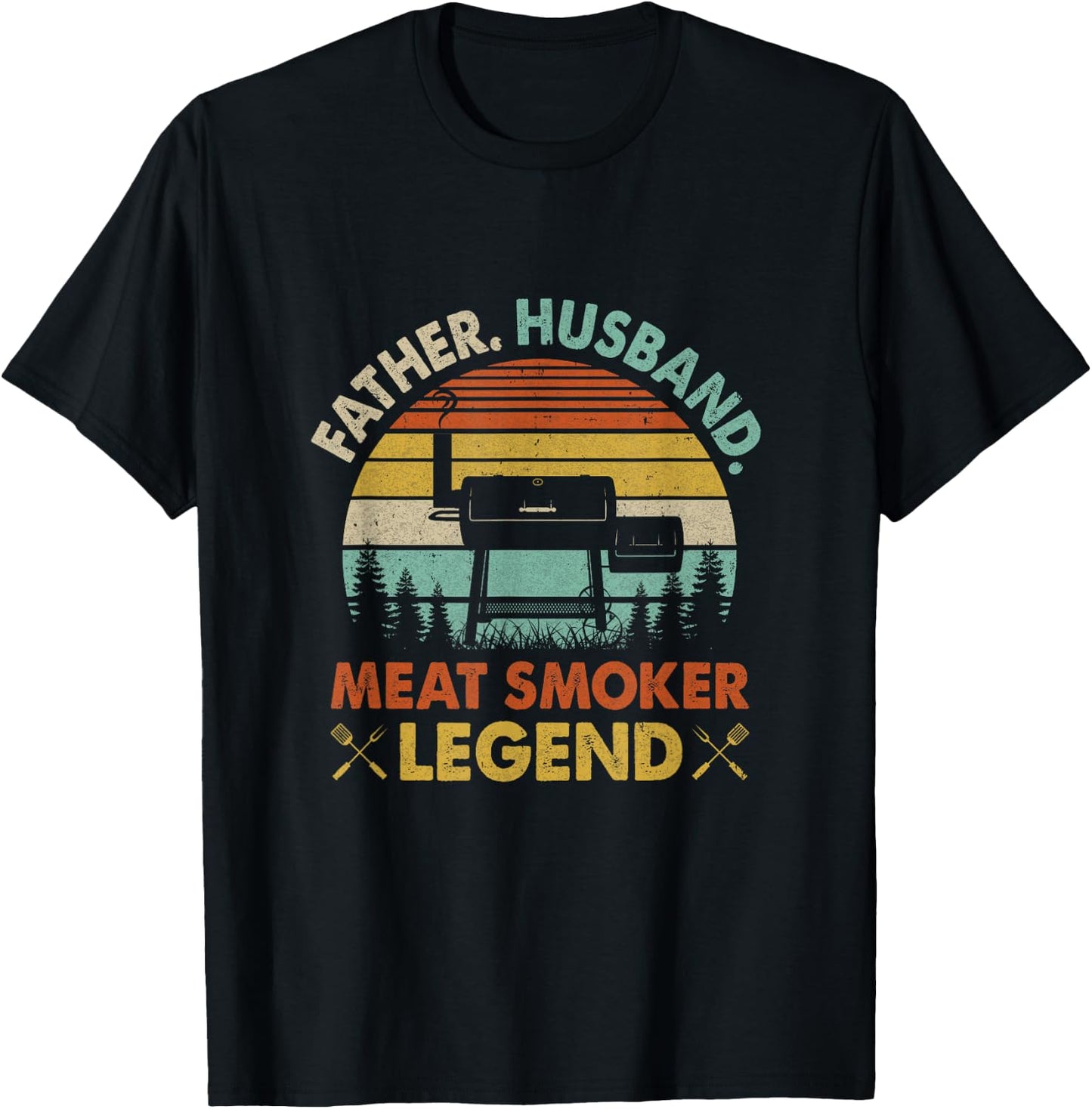 Father Husband Meat Smoker Legend Grilling Dad Bbq Smoking T-Shirt - T-Shirt | Black