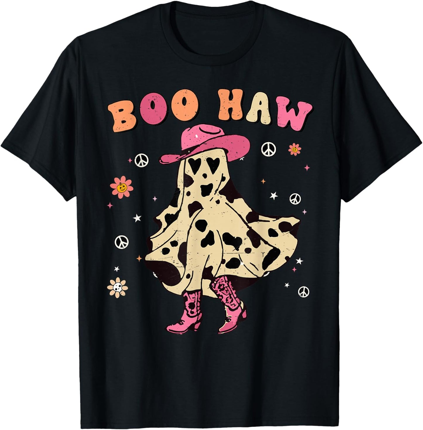 Girl Boo-Haw Cute Ghost Cowgirl Halloween Costume Toddler T-Shirt - T-Shirt | Black