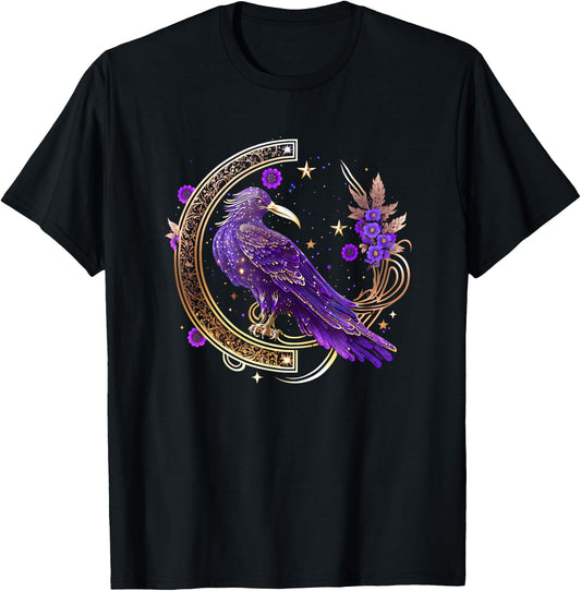 Mystical crow, raven birds, Nordic, Celtic, Wicca, Morrigan T-Shirt - T-Shirt | Black