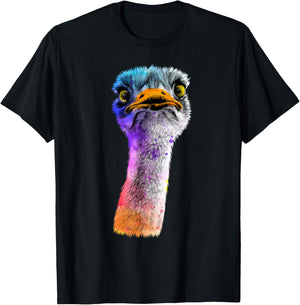 Funny Ostrich Face Design Men Women Boys Girls Ostrich Lover T-Shirt - T-Shirt | Black