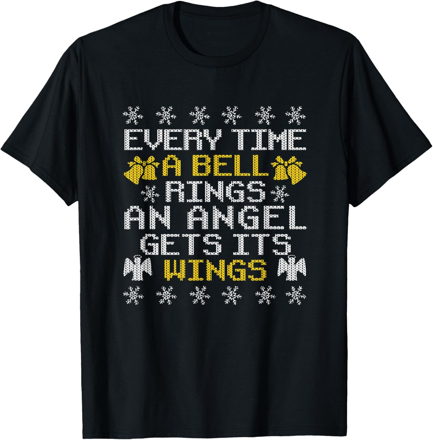 Every Time A Bell Rings An Angel Gets Its Wings Christmas T-Shirt - T-Shirt | Black