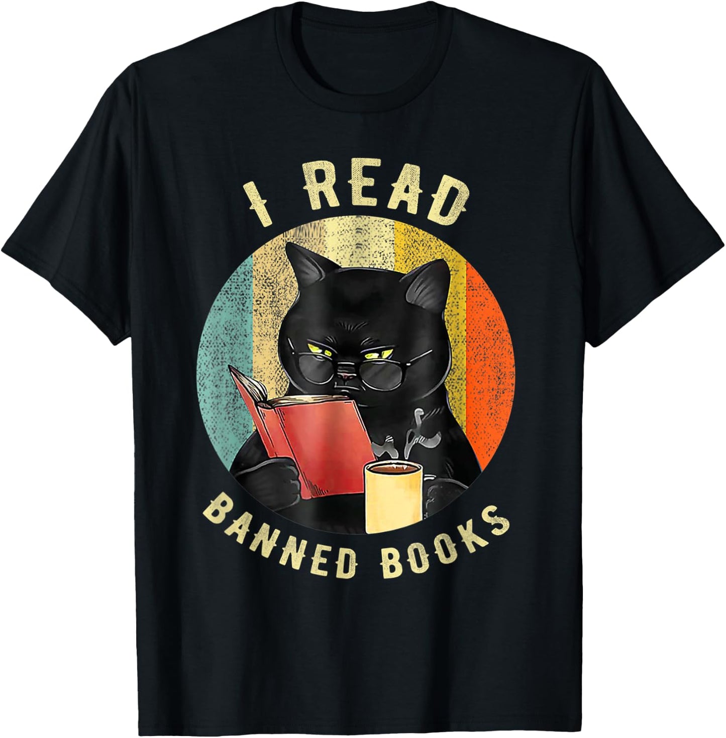 Funny Cat I Read Banned Books Bookworms Loves Reading Books T-Shirt - T-Shirt | Black