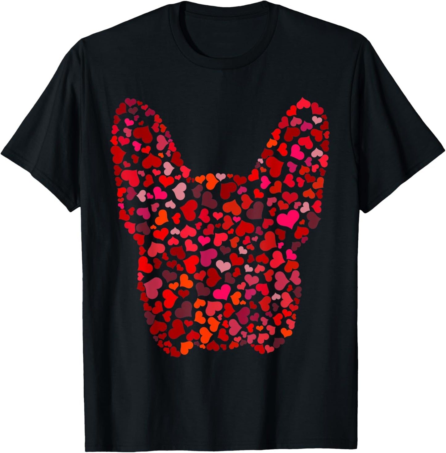 Red Hearts French Bulldog Valentines Day Dog Frenchie Mom T-Shirt - T-Shirt | Black