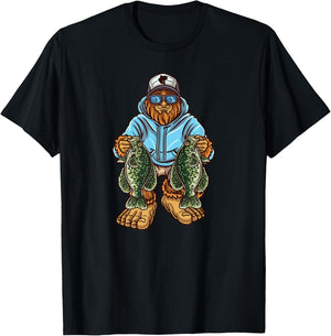 Crappie Fishing Bigfoot Panfishing Fishermen T-Shirt - T-Shirt | Black