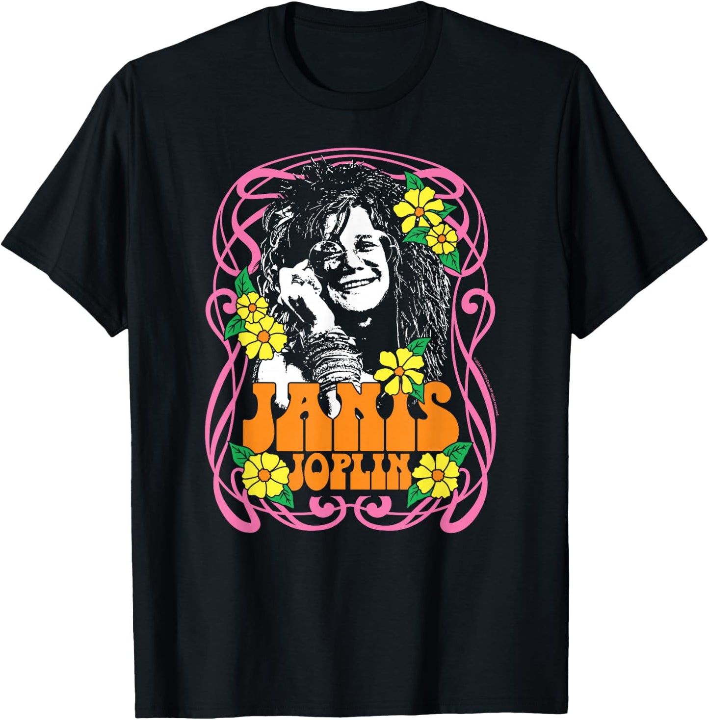 Janis Joplin - Flowers T-Shirt - T-Shirt | Black