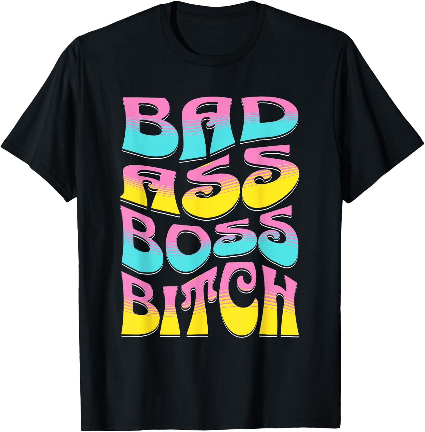 Retro Bad Ass Boss Bitch | Girl Boss Gift T-Shirt - T-Shirt | Black