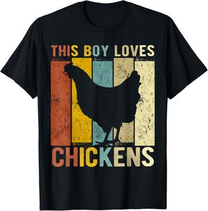 This Boy Loves Chickens Boys Chicken T-Shirt - T-Shirt | Black