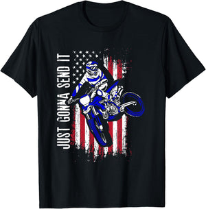 Just Gonna Send It | Motocross US American Flag | Motorcycle T-Shirt - T-Shirt | Black