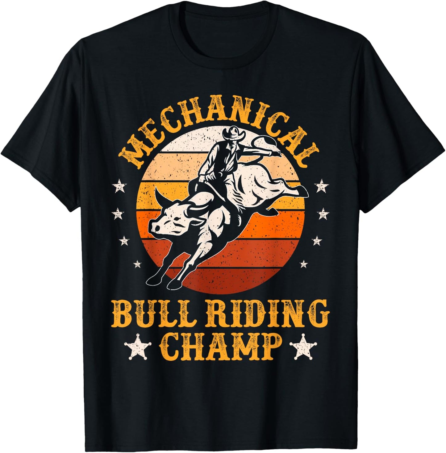 Mechanical Bull Riding Champ Rodeo Bull Rider Vintage T-Shirt - T-Shirt | Black